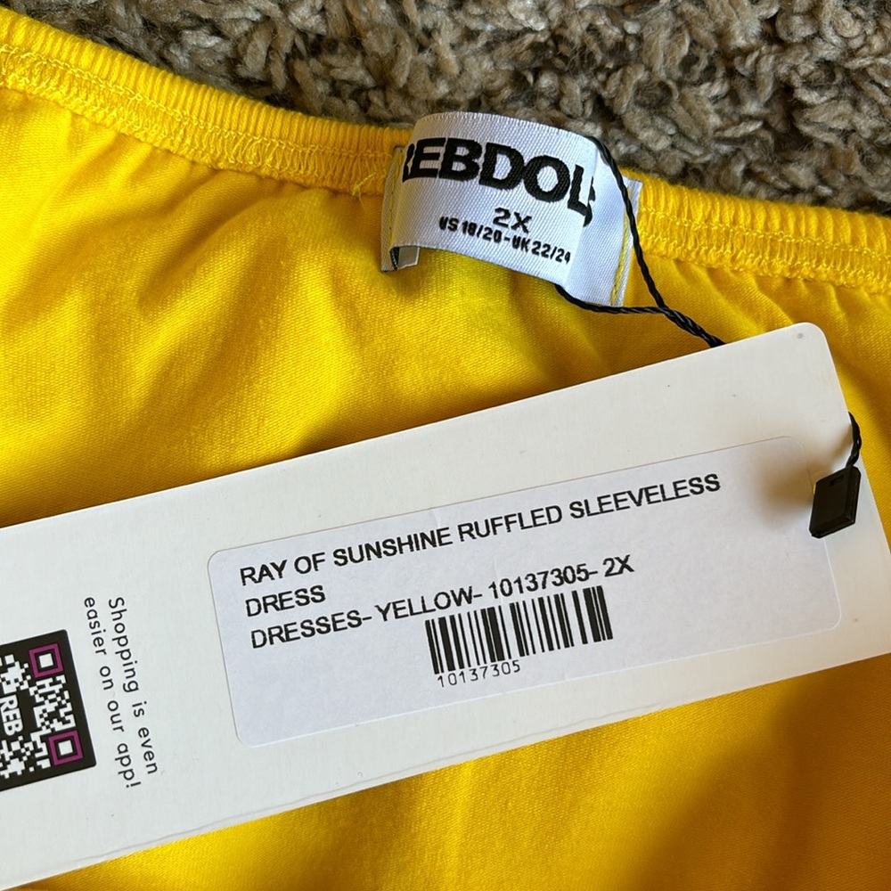 Rebdolls of Sunshine Ruffled Sleeveless Yellow Dress Size 2X NWT - Picture 12 of 16